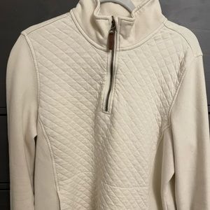 LL Bean off white beige quilted half zip. Only worn a couple of times